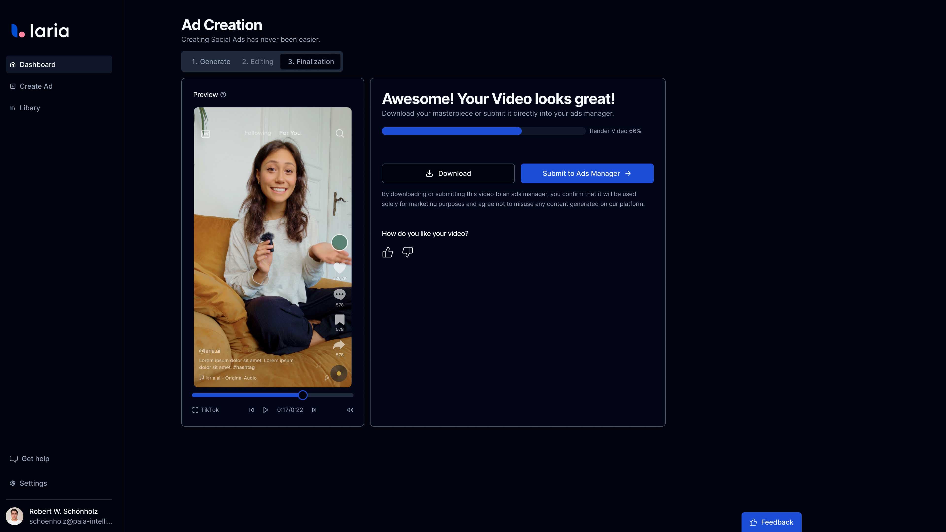 laria AI Export and Platform Integration Interface